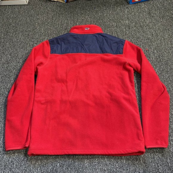 VINEYARD VINES 3 Pocket Fleece Full Zip Navy Red Navy Logo Jacket Small - Picture 7 of 10